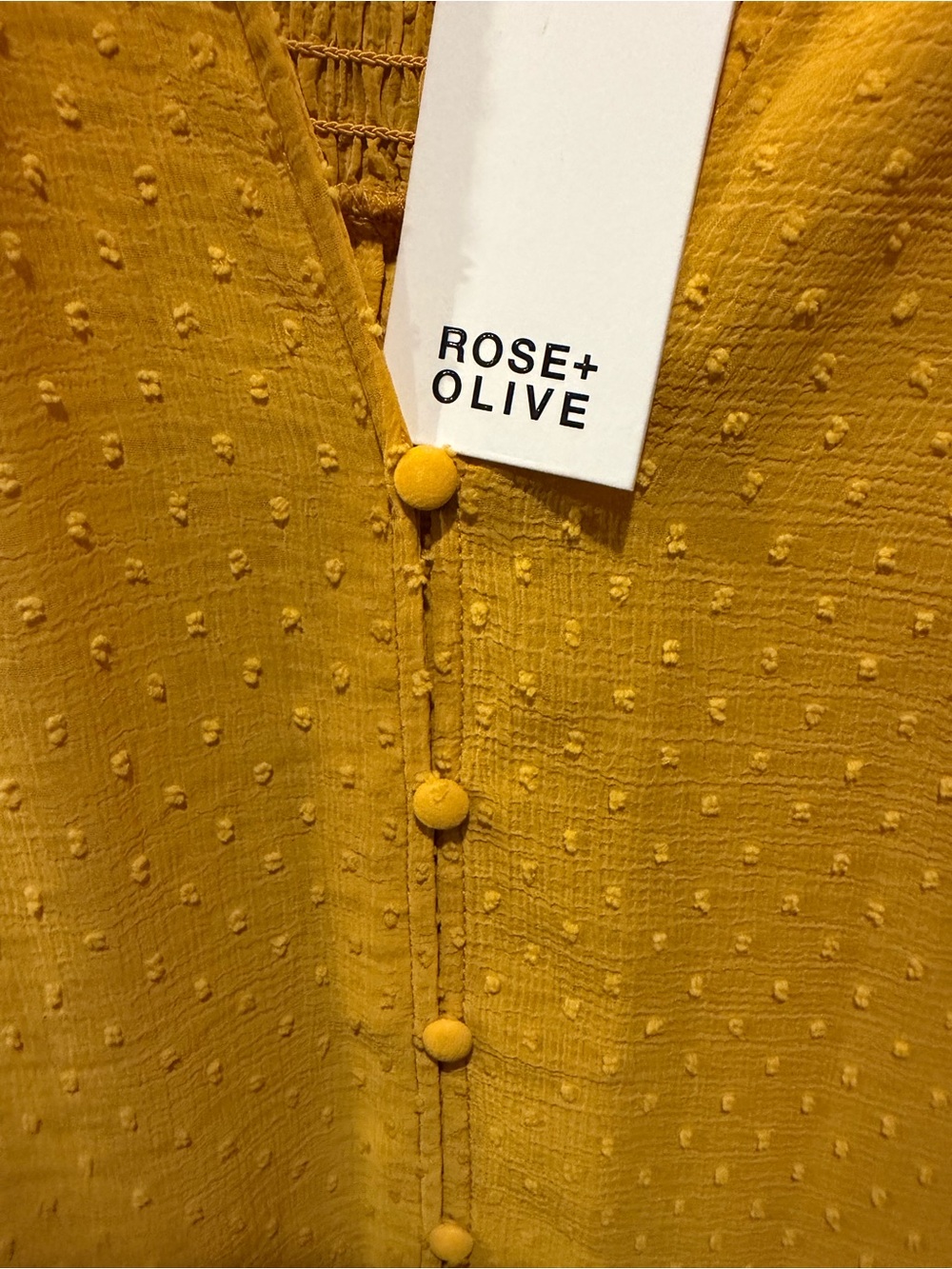 Rose & Olive Women's Mustard Button-Front Swiss Dot Blouse - Picture 2 of 3